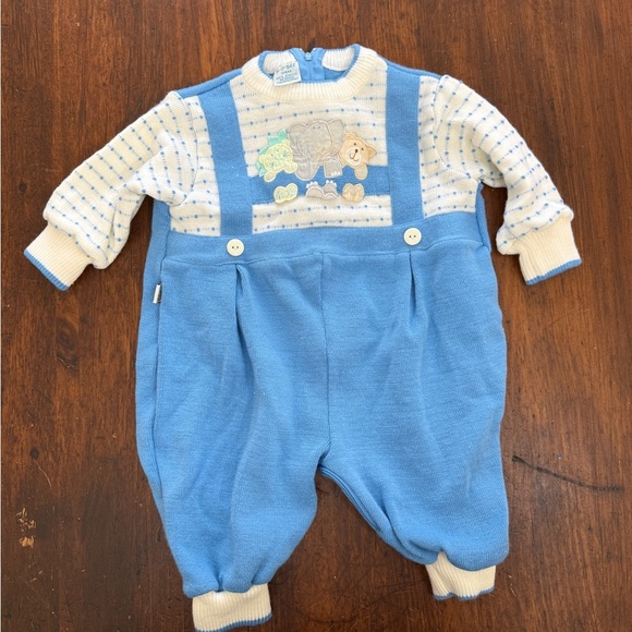 Vintage 90s B Z Bee Jungle Overalls Coveralls Jumpsuit Romper Size 3-6 Months - Picture 5 of 5